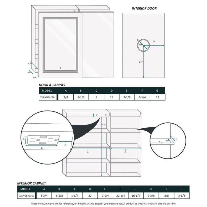 Krugg Reflections Svange 42" x 36" 5000K Single Bi-View Left Opening Recessed/Surface-Mount Illuminated Silver Backed LED Medicine Cabinet Mirror With Built-in Defogger, Dimmer and Electrical Outlet