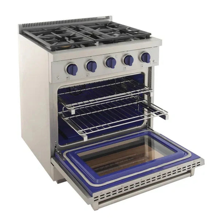 Kucht 30-Inch Propane Gas Range in Stainless Steel with Blue Knob (KFX300/LP-B)