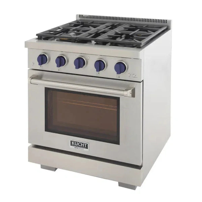 Kucht 30-Inch Propane Gas Range in Stainless Steel with Blue Knob (KFX300/LP-B)