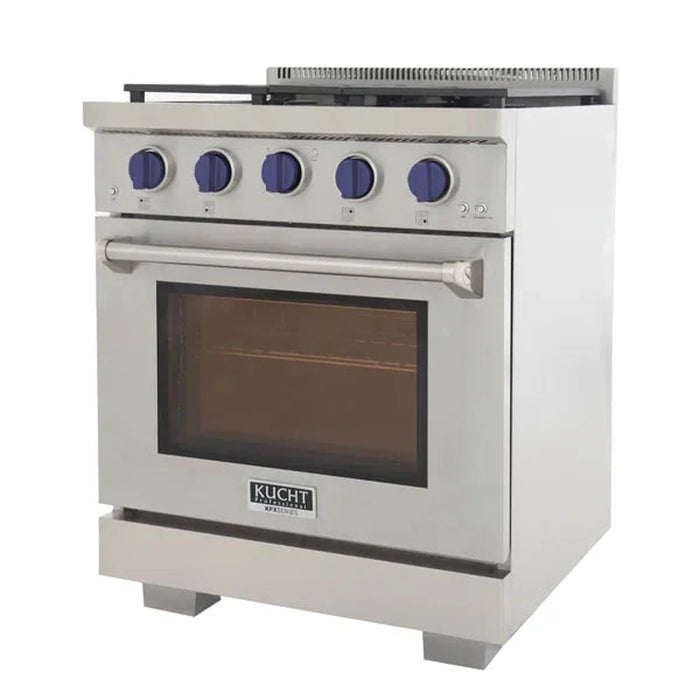 Kucht 30-Inch Propane Gas Range in Stainless Steel with Blue Knob (KFX300/LP-B)