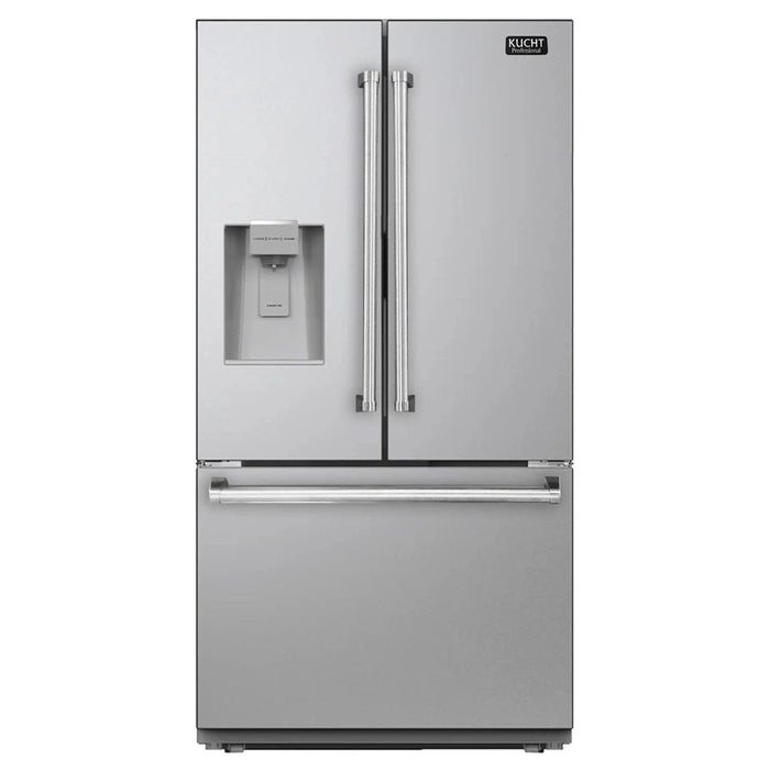 Kucht 36-Inch Standard Depth Freestanding French Door 28.9 Cu. Ft. Refrigerator with Ice and Water Dispenser in Stainless Steel (KR900X)