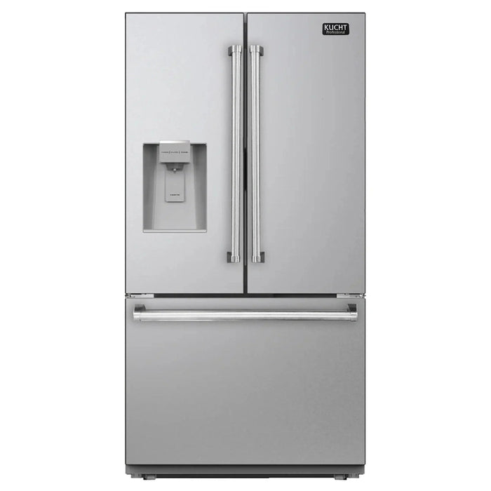 Kucht 3-Piece Appliance Package - 48-Inch Dual Fuel Range in Natural Gas, 36-Inch Refrigerator with Water Dispenser, & Dishwasher in Stainless Steel