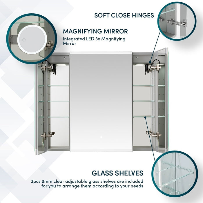 Aquadom Edge Royale 36x32 LED Lighted Triple Door Medicine Cabinet