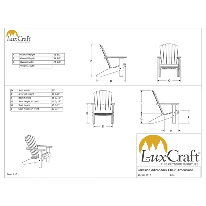 LuxCraft Poly Lakeside Adirondack Chair