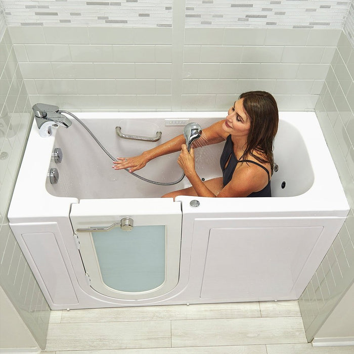 Ella's Bubbles Lounger 27"x60" Acrylic Air and Hydro Massage Walk-In Bathtub with Left Outward Swing Door, 2 Piece Fast Fill Faucet, 2" Dual Drain, Digital Controller