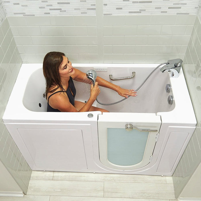 Ella's Bubbles Lounger 27"x60" Acrylic Air and Hydro Massage Walk-In Bathtub with Right Outward Swing Door, 2 Piece Fast Fill Faucet, 2" Dual Drain, Digital Controller