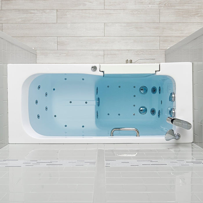 Ella's Bubbles Lounger 27"x60" Acrylic Air and Hydro Massage Walk-In Bathtub with Left Outward Swing Door, 2 Piece Fast Fill Faucet, 2" Dual Drain, Digital Controller