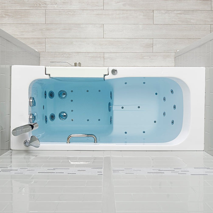 Ella's Bubbles Lounger 27"x60" Acrylic Air and Hydro Massage Walk-In Bathtub with Right Outward Swing Door, 2 Piece Fast Fill Faucet, 2" Dual Drain, Digital Controller