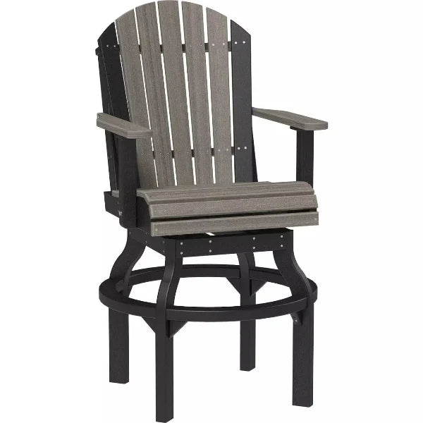 LuxCraft Bar Height Adirondack Swivel Chair Coastal Gray on Black
