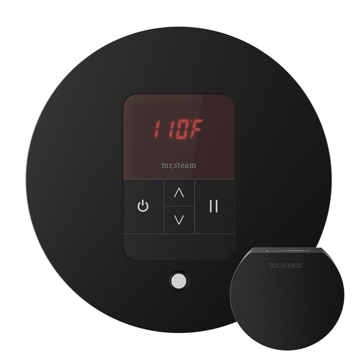 Mr. Steam iTempo Steam Shower Control and Aroma Designer SteamHead in Round Matte Black