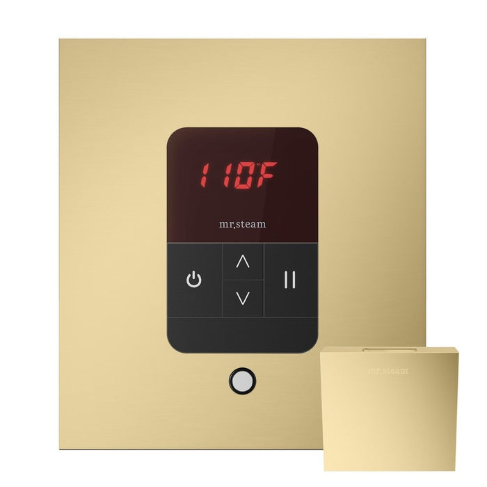 Mr. Steam iTempo Steam Shower Control and Aroma Designer SteamHead in Square Satin Brass