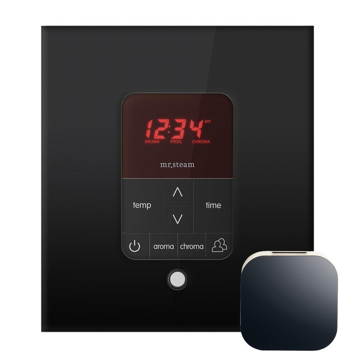 Mr. Steam iTempoPlus Steam Shower Control and Aroma Designer SteamHead in Square Glass Black