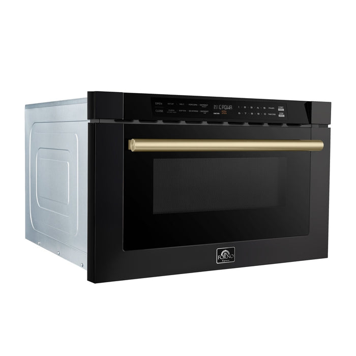 Forno Capoliveri Espresso 24-Inch Microwave Drawer, Black, 1.2 cu.ft, 1500 Watts, Built-In, Touch Control LCD Display, Auto-Touch Open/Close, 11 Power Levels, Sensor Cooking