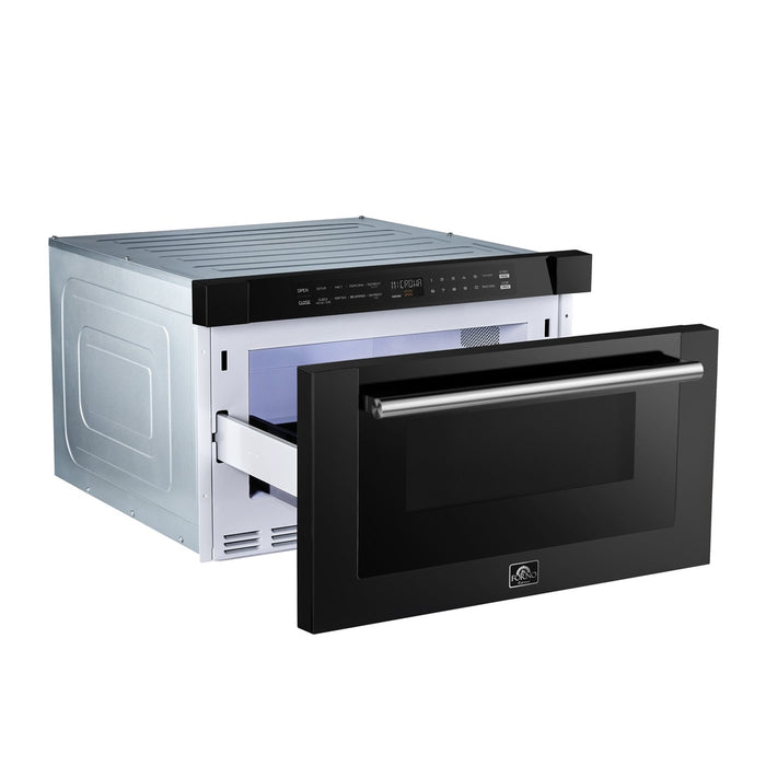 Forno Capoliveri Espresso 24-Inch Microwave Drawer, Black, 1.2 cu.ft, 1500 Watts, Built-In, Touch Control LCD Display, Auto-Touch Open/Close, 11 Power Levels, Sensor Cooking