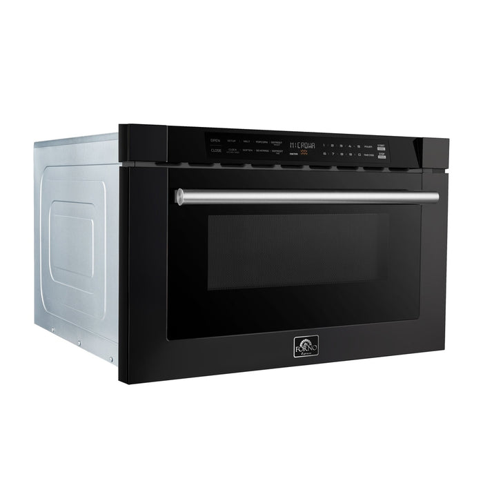 Forno Capoliveri Espresso 24-Inch Microwave Drawer, Black, 1.2 cu.ft, 1500 Watts, Built-In, Touch Control LCD Display, Auto-Touch Open/Close, 11 Power Levels, Sensor Cooking