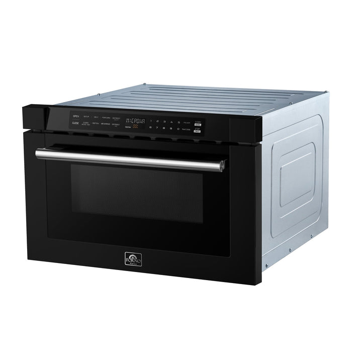 Forno Capoliveri Espresso 24-Inch Microwave Drawer, Black, 1.2 cu.ft, 1500 Watts, Built-In, Touch Control LCD Display, Auto-Touch Open/Close, 11 Power Levels, Sensor Cooking