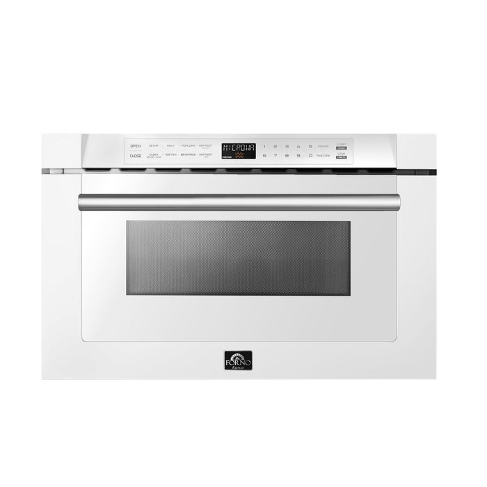 Forno Capoliveri Espresso 24-Inch Microwave Drawer, White, 1.2 cu.ft, 1000 Watts, Built-In, Touch Control LCD Display, Auto-Touch Open/Close, 11 Power Levels, Sensor Cooking