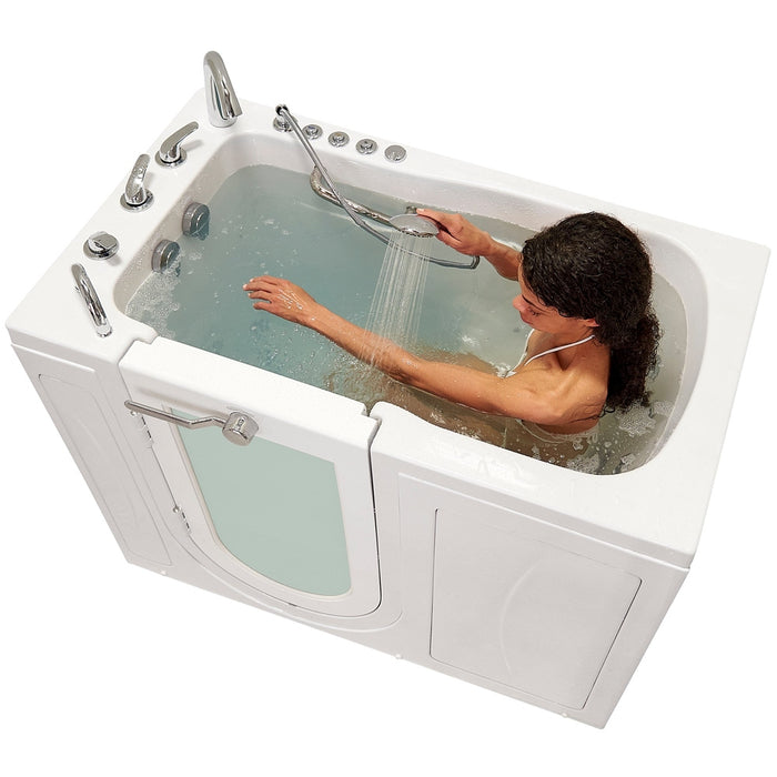 Ella's Bubbles's Bubbles Monaco 32"x52" Acrylic Air and Hydro Massage Walk-In Bathtub with Left Outward Swing Door, 5 Piece Fast Fill Faucet, 2" Dual Drain