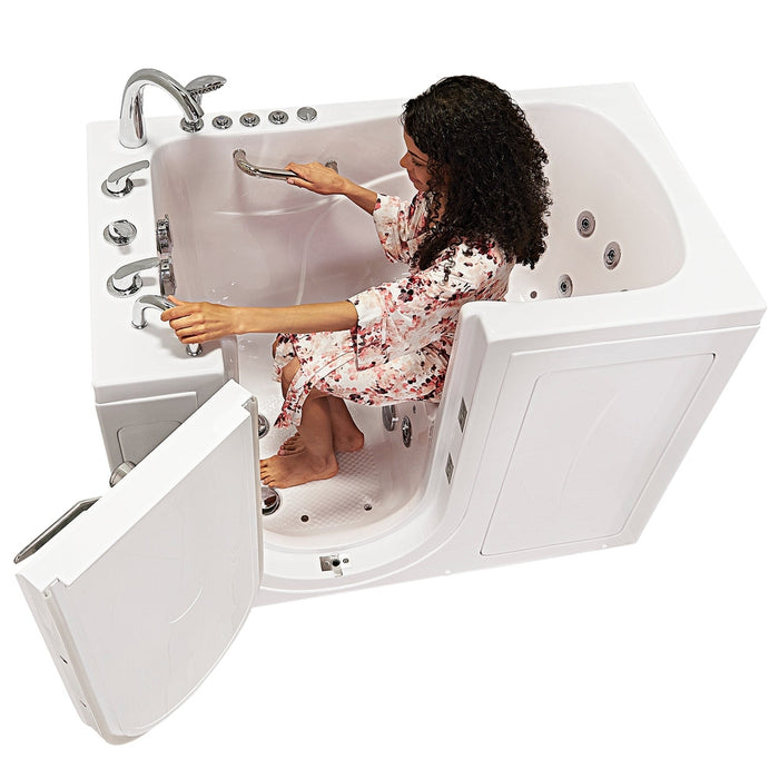 Ella's Bubbles's Bubbles Monaco 32"x52" Acrylic Air and Hydro Massage Walk-In Bathtub with Left Outward Swing Door, 5 Piece Fast Fill Faucet, 2" Dual Drain