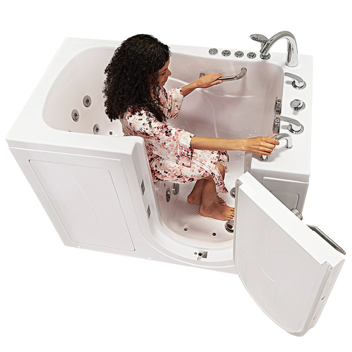 Ella's Bubbles's Bubbles Monaco 32"x52" Acrylic Air and Hydro Massage Walk-In Bathtub with Right Outward Swing Door, 5 Piece Fast Fill Faucet, 2" Dual Drain