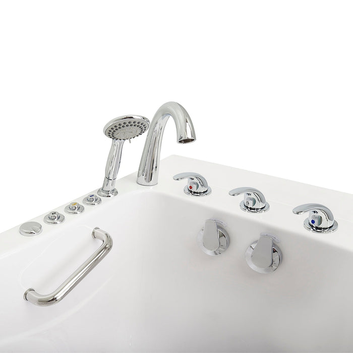 Ella's Bubbles's Bubbles Monaco 32"x52" Acrylic Air and Hydro Massage Walk-In Bathtub with Right Outward Swing Door, 5 Piece Fast Fill Faucet, 2" Dual Drain