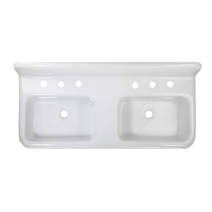 Victorian Collection Nantucket Sinks Fireclay 30's Style Double Bowl Sink with White Bowls and Matte Black  Underside