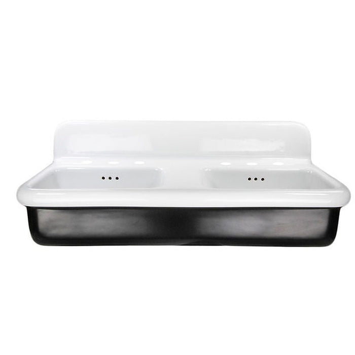 Victorian Collection Nantucket Sinks Fireclay 30's Style Double Bowl Sink with White Bowls and Matte Black  Underside