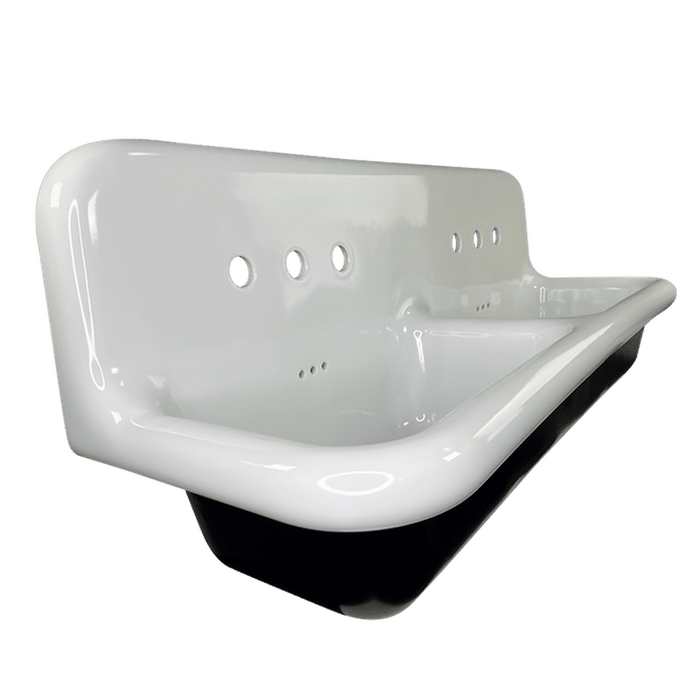 Victorian Collection Nantucket Sinks Fireclay Utility 48in Wallmount Bathroom Sink in Black/White