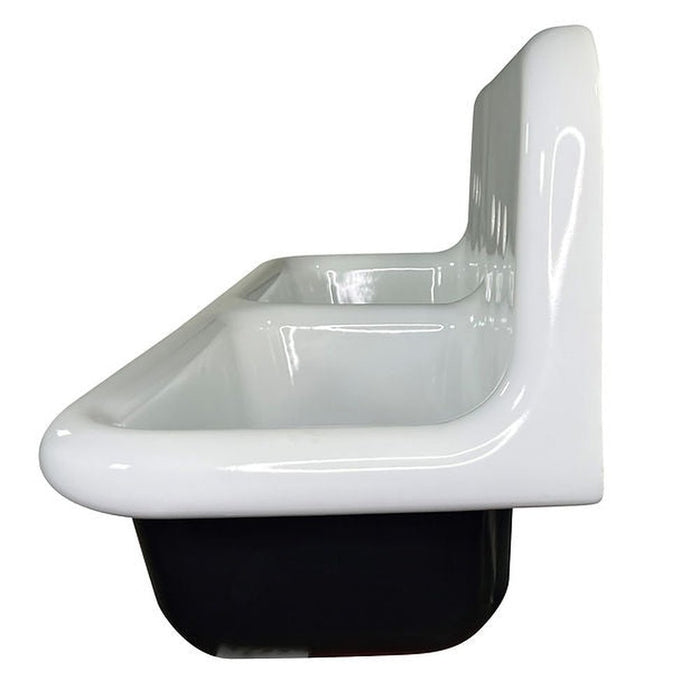 Victorian Collection Nantucket Sinks Fireclay Utility 48in Wallmount Bathroom Sink in Black/White