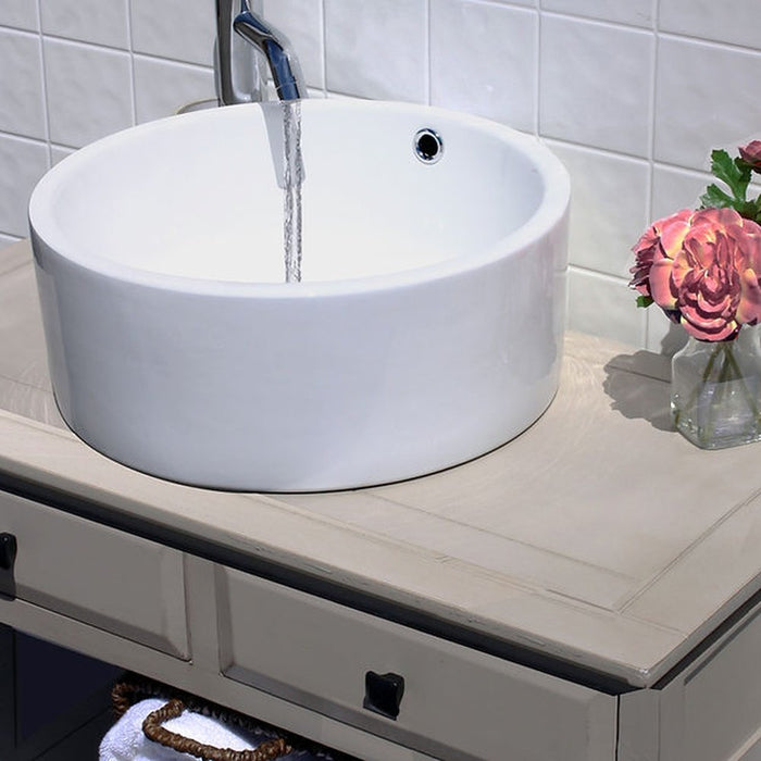 Brant Point Collection Nantucket Sinks Round  White Vessel Sink With Overflow NSV213