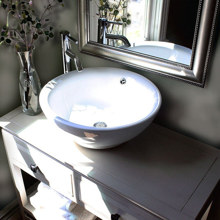 Brant Point Collection Nantucket Sinks 17 Inch Round  White Vessel Sink With Overflow NSV218