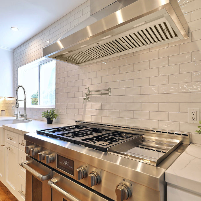 54“ Range Hood Insert, Ultra Quiet Stainless Steel 8" Ducted with 600 CFM Powerful Suction-NX-19IL-54