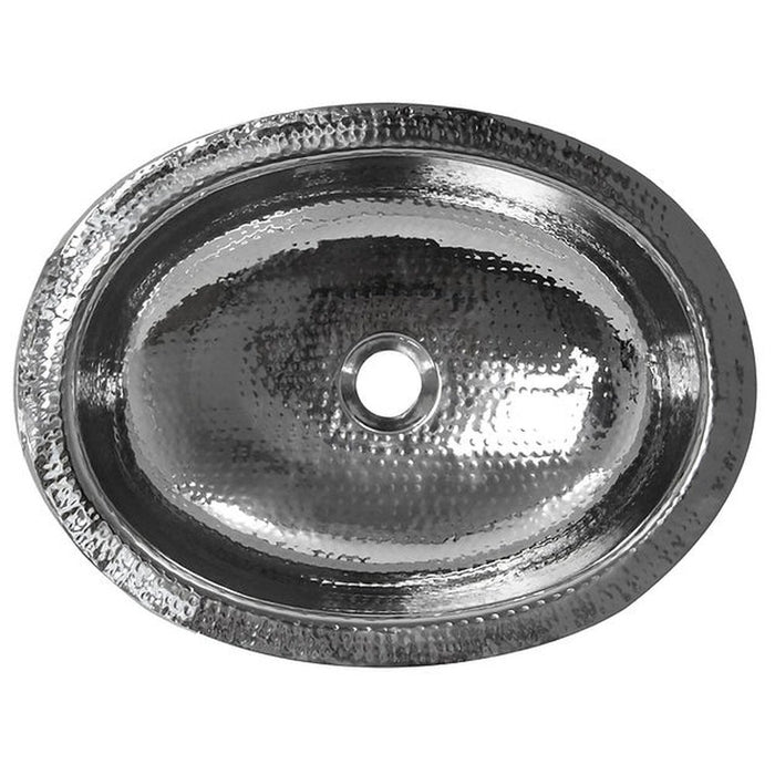 Brightwork Home Nantucket Sinks OVS 17.75 Inch x 13.75 Inch Hand Hammered Stainless Steel Oval Undermount Bathroom Sink