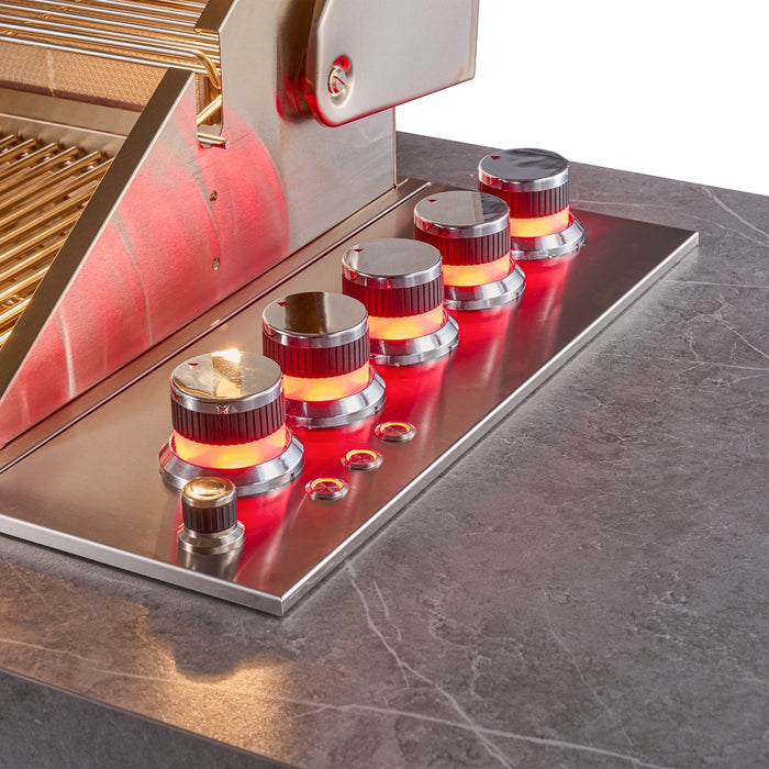 Forno Rimini Outdoor Kitchen 30" BBQ 62,600 BTU, 3 Burners with Sear & Rotisserie, 2.4 cu.ft. Beverage Center, Stainless Steel Sink, Black Cabinets & Gray Sintered Stone Countertop