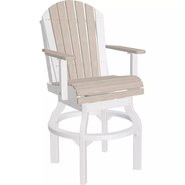 LuxCraft Bar Height Adirondack Swivel Chair Birch on White
