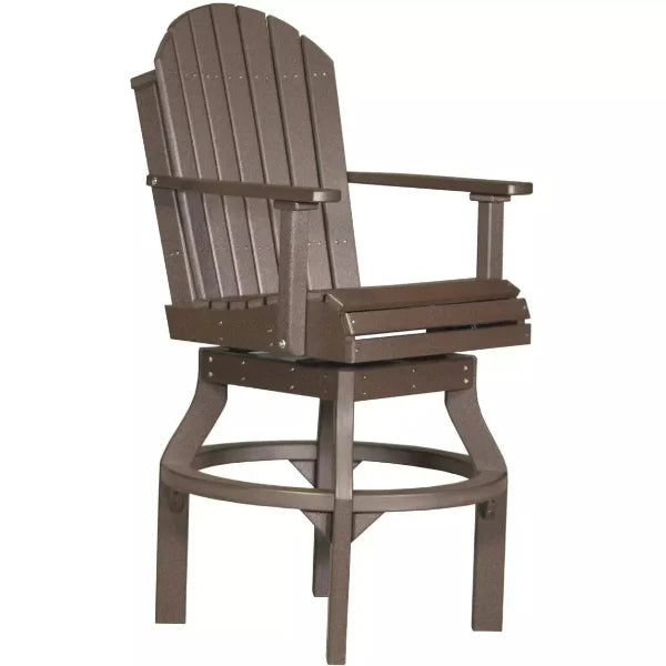 LuxCraft Bar Height Adirondack Swivel Chair Chest Nut Brown