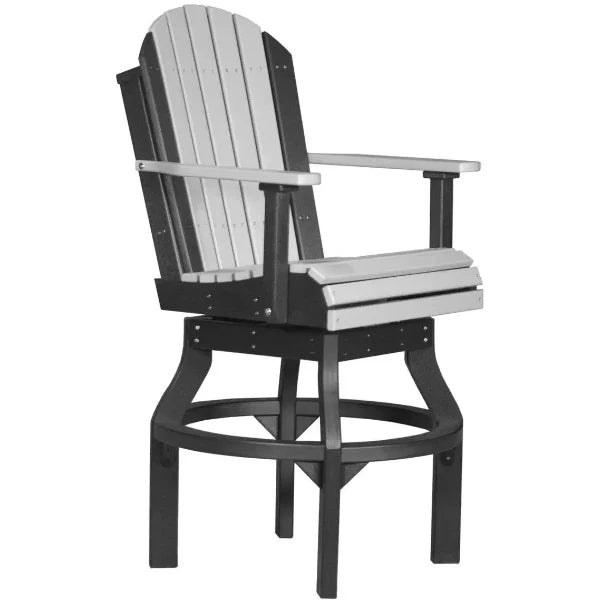 LuxCraft Bar Height Adirondack Swivel Chair in dove grey black