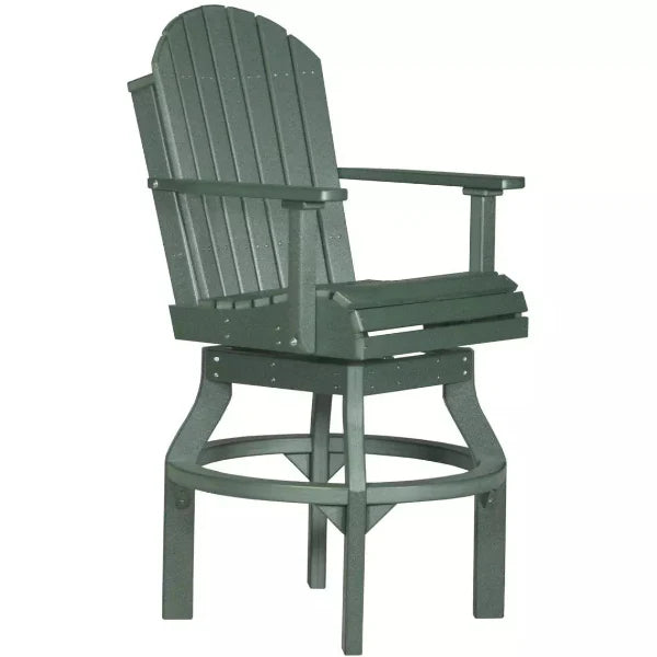 LuxCraft Bar Height Adirondack Swivel Chair in green