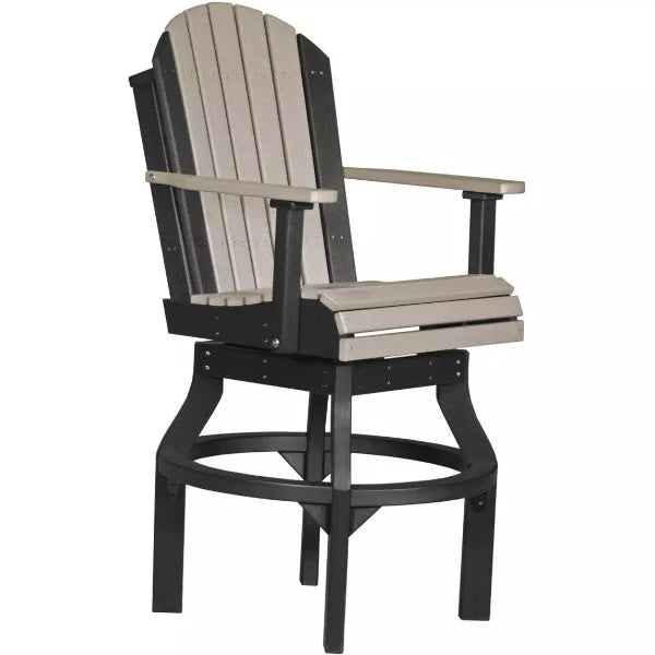 LuxCraft Bar Height Adirondack Swivel Chair in weatherwood black