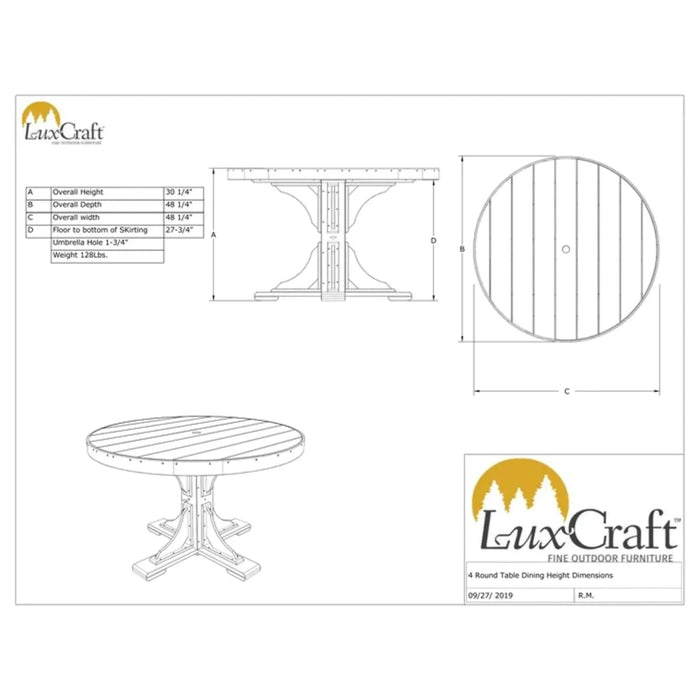 LuxCraft 4' Poly Round Table