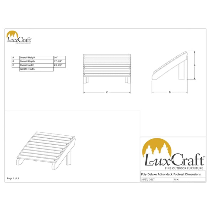 LuxCraft Deluxe Poly Adirondack Footrest