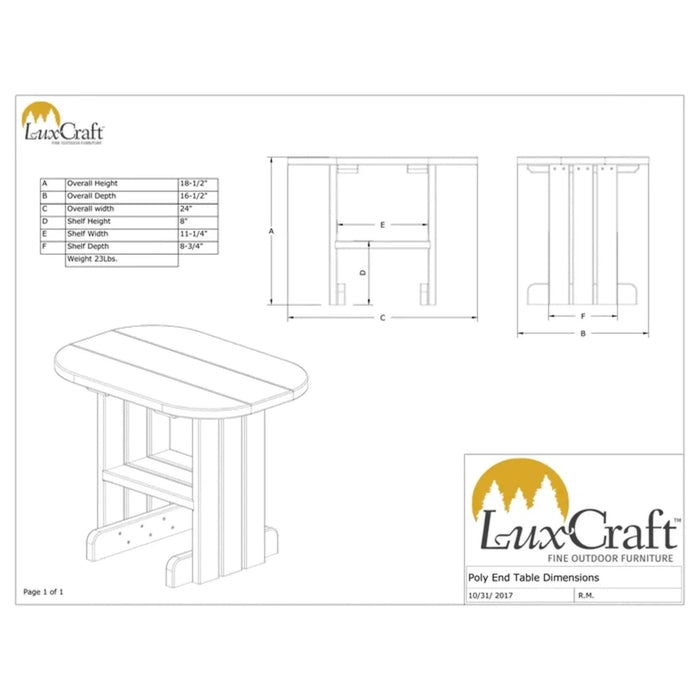 LuxCraft Poly Outdoor End Table