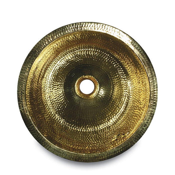 Brightwork Home Nantucket Sinks RLB - 16.5 Inch  Hammered Brass Round Undermount Bathroom Sink With Overflow