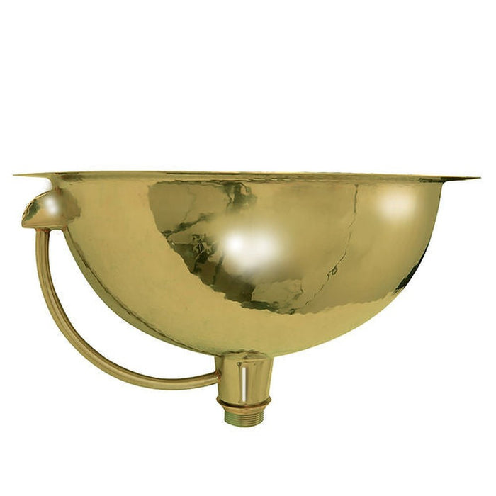 Brightwork Home Nantucket Sinks RLB - 16.5 Inch  Hammered Brass Round Undermount Bathroom Sink With Overflow