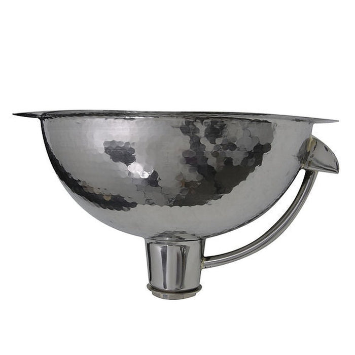 Brightwork Home Nantucket Sinks ROS-OF 13 Inch Hand Hammered Stainless Steel Round Undermount Bathroom Sink With Overflow