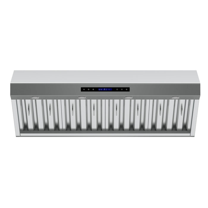 Forno Palazzo 48-Inch Wall Mounted Range Hood, Stainless Steel, Heavy Duty Baffle Filters, Remote Control
