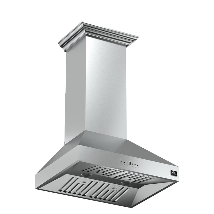 Forno Orvieto 30-Inch Wall Mount Range Hood, LED Lighting, Heavy Duty, Stainless Steel