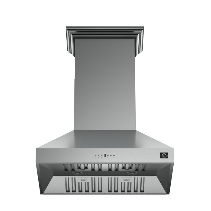 Forno Orvieto 36-Inch Wall Mount Range Hood, LED Lighting, Heavy Duty, Stainless Steel