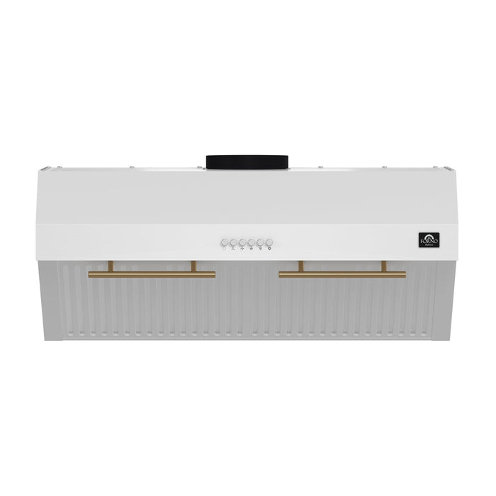 Forno Bari Espresso 30-Inch Under Cabinet Range Hood, White, 600 CFM, LED Lighting, Dishwasher-Safe Baffle Filters, 3-Speed Fan Control