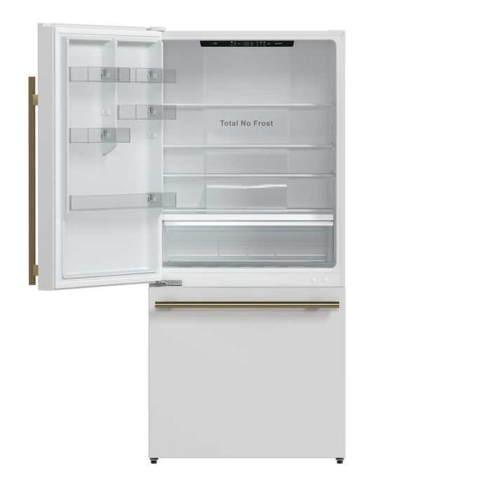 Forno Milano Espresso 31-Inch White French Door Refrigerator, Bottom Freezer, 17.2 Cu. Ft., Energy-Efficient, No Frost, Built-In Ice Maker